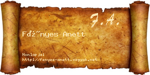 Fényes Anett névjegykártya