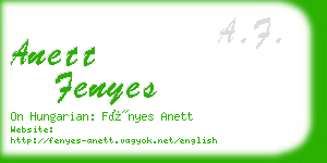 anett fenyes business card